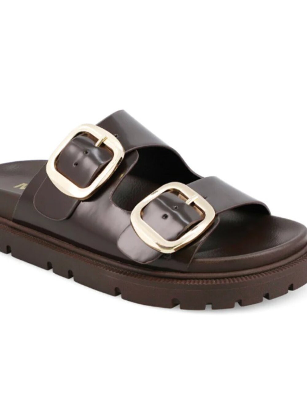 New! MIA Gen Double Buckle Slides, Women's Sandal Brown Coffee Size 8 - Picture 3 of 10